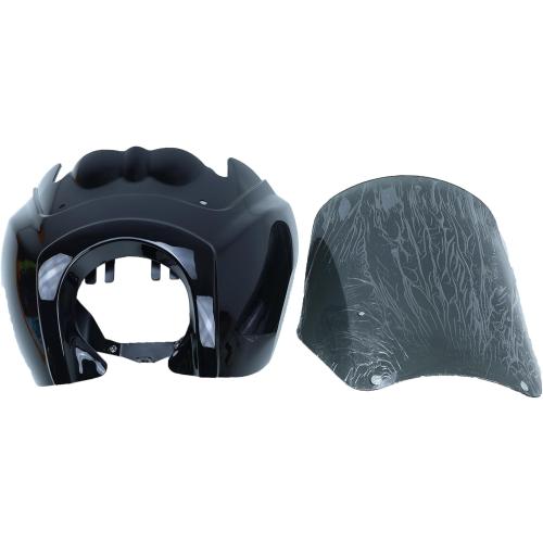 5.75 Headlight Fairing Cover - 15 Smoke Windshield Gloss Black Fit for Harley Dyna (FXDXTT/FXR T-Sport)