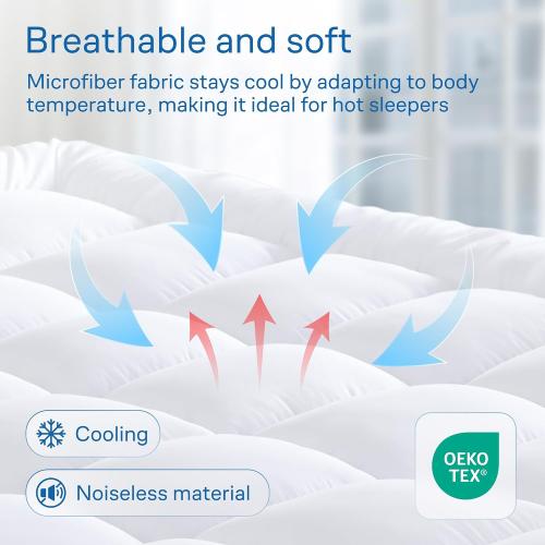 Mattress Topper Twin - Cooling Breathable Pillow Top Mattress Pad for Back Pain Relief - Deep Pocket Topper Fits 8-20 Inches Mattress