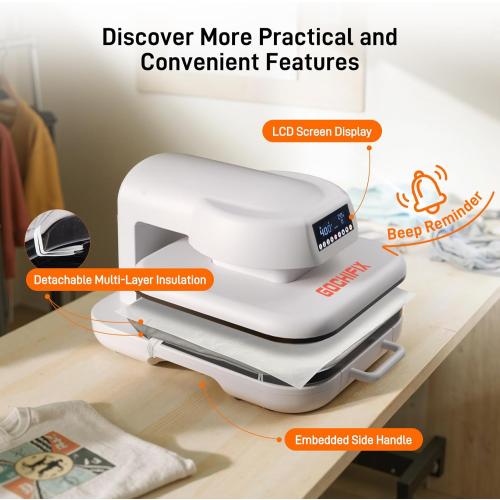Heat Press Machine for T Shirts, 15x15 Auto Shirt Press Machine w/ 4 Memory Modes, 15 Mins Auto-Off, Precise Temp/Timer Control, Fast Even Heat for Sublimation, HTV, Heat Transfer Projects