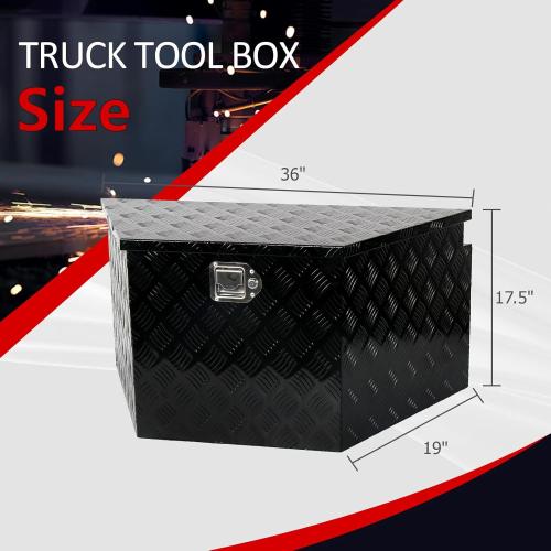 36 Inch Aluminum Trailer Tongue Tool Box 5 Bar Tread Wide Utility ToolBox for Pick Up Truck RV Storage Organizer Tool Box with Lock and Keys - 36X19X17.5 Black