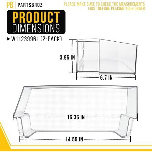 W11239961 Refrigerator Door Shelf Bin for Whirlpool AP6333410 (2-Pack)