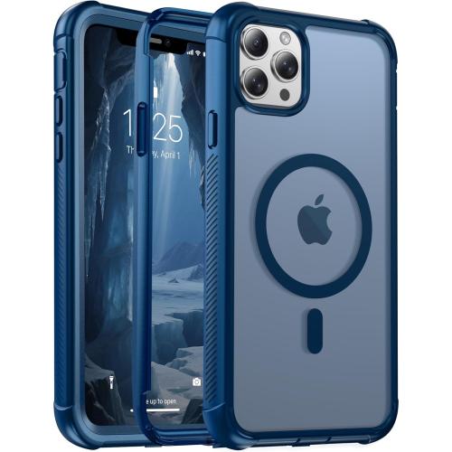 Magnetic for iPhone 11 Pro Max Case, [Compatible with MagSafe][Military Grade Drop Protection][Heavy Duty Protection][Non-Slip][Shockproof] 2-Layer Durable Bumper Phone Case 6.5''-Deep Blue