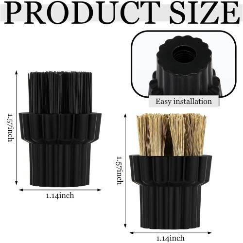 Honeydak 20 Pcs M8 Steam Cleaner Brush Head Steamer Replacement Attachments for Hard Surface 10 Pack Nylon and 10 Pack Brass Brush Head Bulk Steam Cleaner Accessories Mop Parts