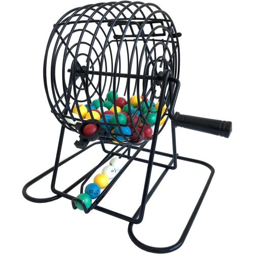 Yuanhe Deluxe Bingo Game Set-Includes Metal Cage,500 Colorful Bingo Chips,100 Bingo Cards,75 Colored Balls,Plastic Masterboard,Great for Large Groups,Parties …