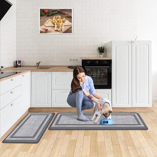 Mattitude Kitchen Mats Set of 2,Cushioned Anti-Fatigue Non-Skid Rug Sets | Ergonomic Comfort PVC Kitchen Mats for Floor,Standing Mat for Kitchen,Floor,Office,Sink,Laundry, Grey Frame