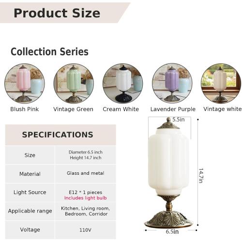 Vintage Touch Bedside Table Lamp, Elegant Milk White Glass Desk Lamp 3 Way Dimmable with USB C A Charging Ports - Bedroom Nightstand & Living Room Essential (Vintage White, 6.5)
