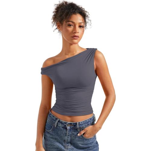 SUUKSESS Women Off Shoulder Tops Sleeveless Shirts Y2K Going Out Crop Tank Top