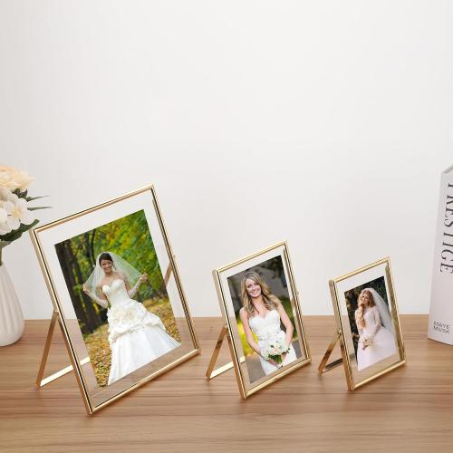 Yipinyin ....Gold 8x10Floating Frame 2 Pack,For Picture 4x6'',5x7'',6x8''Adjustable Tabletop/Shelf floating picture frame 5x7'', Classy Gift Choice for Wedding,Thanksgiving,Christmas,Home or Office Decor