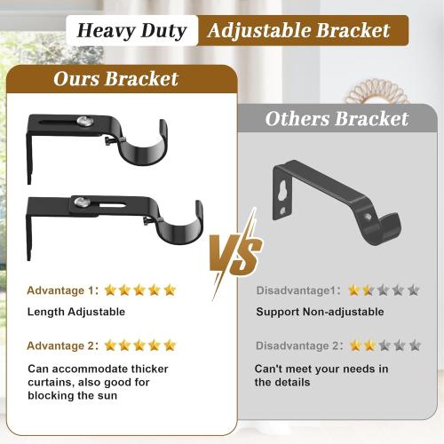 Corner Curtain Rod for Windows  L-shaped Curved Heavy Duty Corner Window Curtain Rods, Adjustable Renter Friendly 1 Inch Black Drapery Rods for Bedroom Living Room