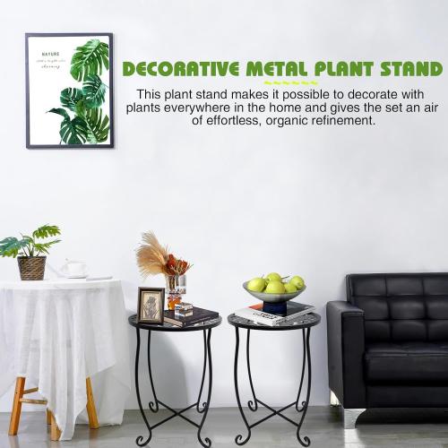 Small Side Tables for Small Space, 2 Pack Metal Outdoor Indoor Side Table, Weather Resistant Mini Metal Round Side Table Pool Chair Side Table for Patio Yard Porch Balcony Garden Bedside, Black