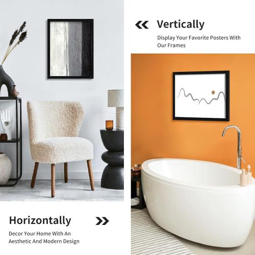 BLACK FRAME DOAI ART 24x36 Poster Frame Black 2 Pack, Poster Frames 24 x 36 inches or 24x36 Picture Frames with HD Plexiglass for Horizontal or Vertical Wall Mounting, Durable Scratch-proof Safe and Artistic