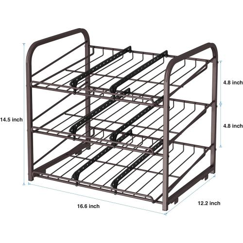 AIYAKA 3 Tier Stackable Can Rack Organizer–12.2 D x 16.6 W x 14.5 H,for food storage,kitchen cabinets or countertops,Storage for 36 cans,Bronze