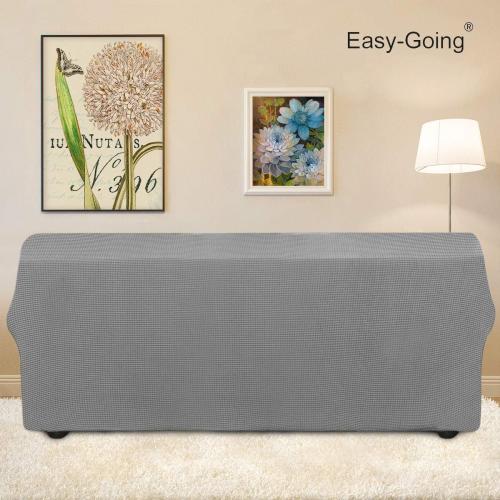 Easy-Going Stretch Oversized Sofa Slipcover 1-Piece Sofa Cover Furniture Protector Couch Soft with Elastic Bottom for Kids, Polyester Spandex Jacquard Fabric Small Checks Light Gray