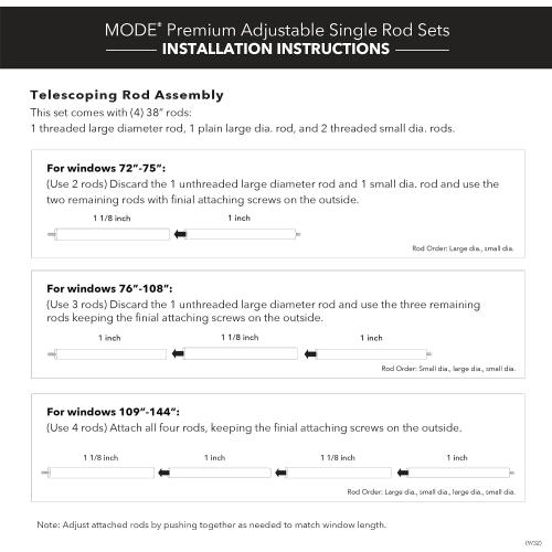 MODE Premium Collection Single Curtain Rod Set with Mod Doorknob Finials - 72 to 144 in, Gold