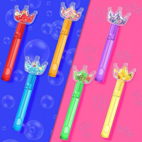 AFZMON 24Pcs Glitter Princess Bubble Wands for Kids, Crown Party Favors Mini Bubbles Birthday Gift Toy Goodie Bag Stuffers Classroom Prizes Wedding Party Supplies