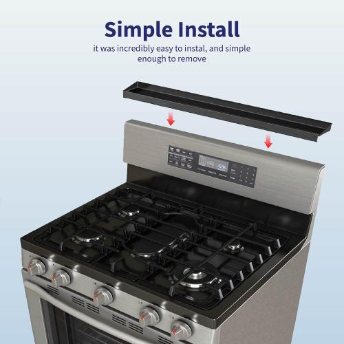 IIIOIIIA Stove Top Magnetic Shelf for Kitchen Organization, 30 Magnetic Spice Rack Over The Stove, 4 Deep Spice Organizer with Border All Around, Brushed Stainless, Black