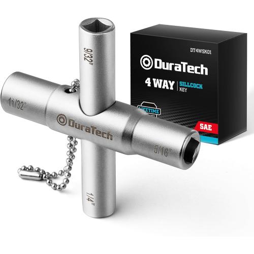 DURATECH 4 Way Sillcock Key, 1/4, 9/32, 5/16, 11/32, 1-Pack, for Valve, Faucet, and Spigots