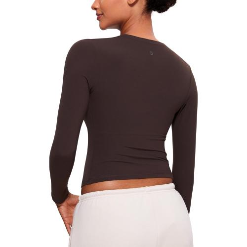 CRZ YOGA Softembrace Crewneck Long Sleeve Shirts for Women - Casual Going Out Tops Soft Basic Fitted Tight Fall T-Shirts Size XL