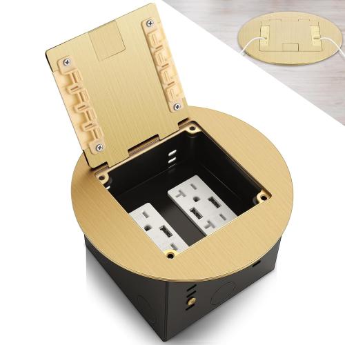 1pcs Recessed Floor Outlet 4.8a USB Charger, USB A, Brushed Gold