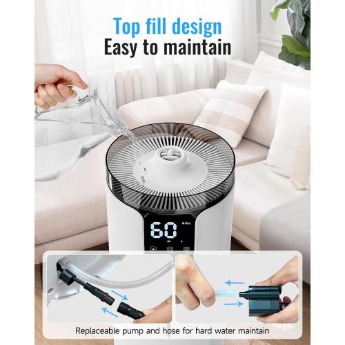 Humidifier large room 16L/4.2Gal - Lacidoll Whole house Humidifier for Home1500 sq.ft. Ultrasonic Cool Mist Humidifiers for Bedroom with Extension Tube & Aroma Box & Night light, White