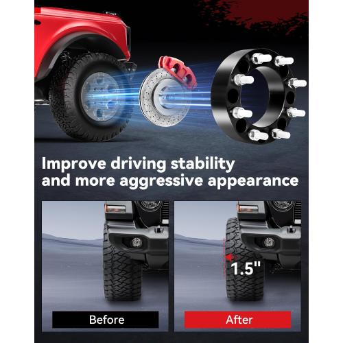 YIZBAP 2PCS 8x6.5 to 8x180 Wheel Adapters for Silverado 2500 Wheels on Sierra 2500HD Vehicle, 1.5 inch 8x165.1mm to 8x180mm Wheel adapters 117mm Hub Bore with 14x1.5 Thread Pitch