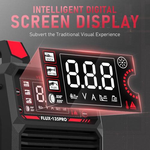 YESWELDER 135Amp MIG Welder,110V Flux Core Welder Flux Core MIG/Lift TIG/Stick 3-in-1 Large LED Digital Display Welding Machine IGBT Inverter Welder FLUX-135PRO