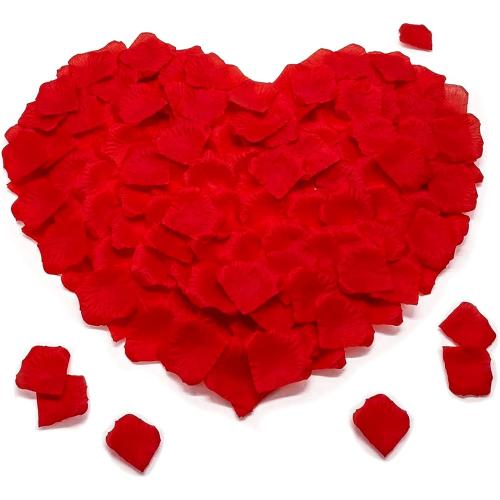 1200 PCS Rose Petals - Fake Red Rose Petal, Artificial Silk Rose Petals for Marry me, Valentines, Proposal, Wedding Love Decorations Romantic Party (Red)