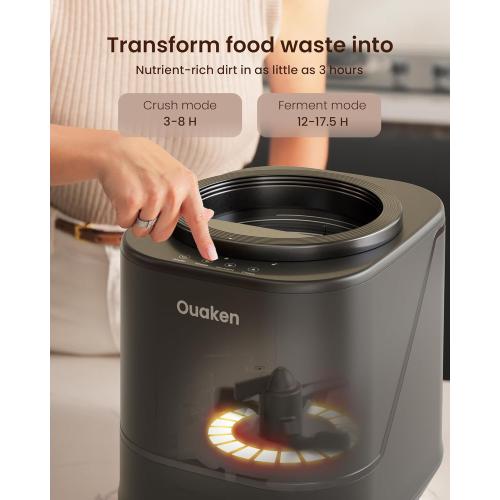 Electric Composter for Kitchen - 4L Smart Countertop Compost Bin Turn Kitchen Waste into Fertilizer Compost Maker, Odorless, Low Noise, Auto-Clean, 2025 New Home Food composting Machine, Black