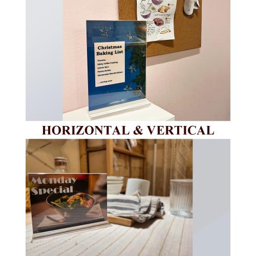 Small Acrylic Sign Holder 7x5 Inches Horizontal, 3 Pack, Clear Acrylic Photo Frame Table Display Stand 5 x 7, for Wedding, Store, Office