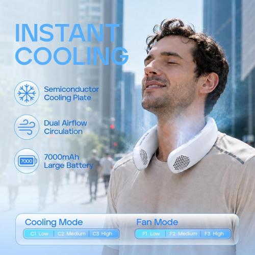 Neck Air Conditioner with Cooling Plate, 7000mAh Rechargeable Fan