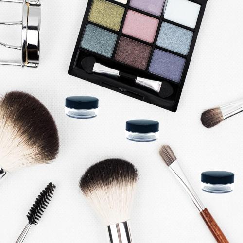 30 Pcs Sample Containers, 10 Gram Mini Sample Jars for Cosmetic, Eye shadow, Black Lid