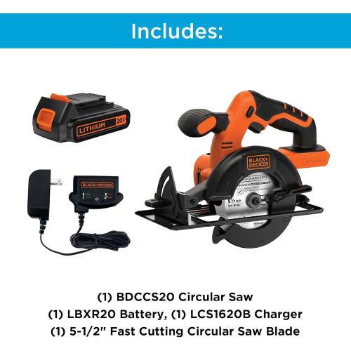 BLACK DECKER 20V MAX POWERCONNECT 5-1/2 in. Cordless Circular Saw with Battery and Charger (BDCCS20C)