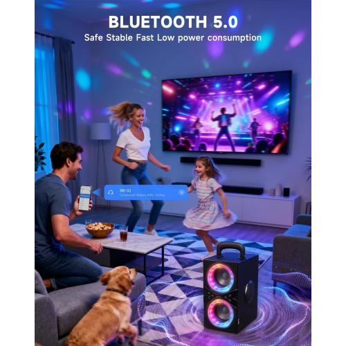 Party Bluetooth Speaker:80W Peak Large Stero Sound for Outdoor,Deep Bass,TWS,Loud with Lights,Portabe Wireless Big Speakers with Long Playtime,House,Projector,Movie