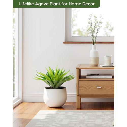 Velener Outdoor Fake Agave Artificial Plant, Unpotted Fake Plant for Room Decor, UV Resistant Faux Agave Plant for Outdoor/Indoor Decor, 22 inches, 2 Pack(43 Leaves)