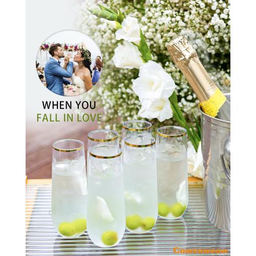 48 Pack Plastic Champagne Flutes, 9 Oz Disposable Wine Mimosa Glasses