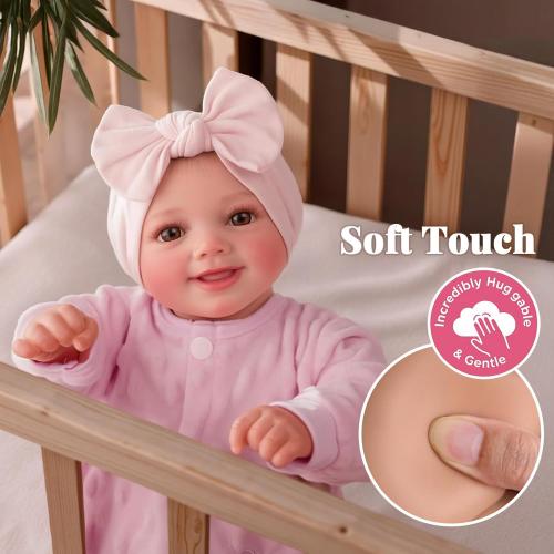 BABESIDE Reborn Baby Dolls Sunny - 17Inch Cute Soft Vinyl Realistic Baby Doll Poseable Smiling Real Life Baby Dolls with Complete Accessories for 3  Years Old Gifts