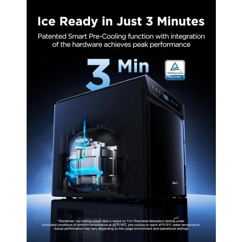GoveeLife Smart Countertop Ice Maker 2 Pro, 3 Mins 9 Ice Cubes with 3 Sizes | 47lbs Daily, 40dB Quiet, Smart Pre-Cooling, App & Voice Control, Self-Clean, Dual Water Tanks for Home, Coffee, Party, Office