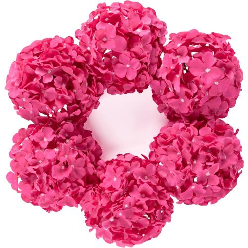 Pink 6 pack DuHouse 8.7 Silk Hydrangea Flower Heads with Stems Fake Hydrangeas Flowers for DIY Wedding Centerpiece Home Decor,Pack of 6(Fuchsia)