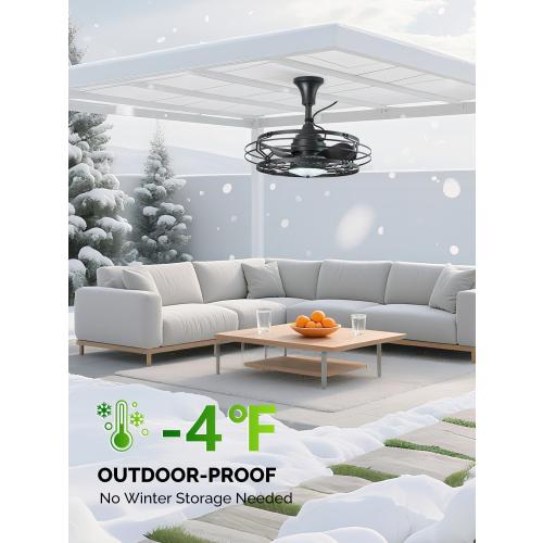 Orison Outdoor Ceiling Fan with Light, 21 Gazebo Fans Outdoor Hanging, Plug in Ceiling Fan for Pergolas Canopy Patio, Waterproof Outdoor Fans with Remote/APP Control, Wet Rated