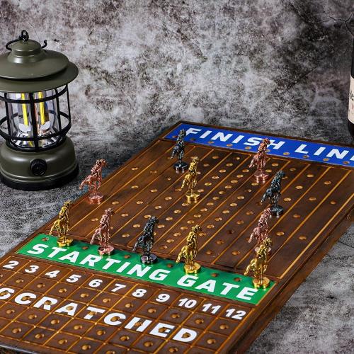 Size Large 21 inch Finish LINE Horse Racing Board Game is Equipped with 11 Luxury Metalcraft Horses Adult Chessboard Including 2 Dice and 2 Boxes of Cards (Flaming Color)