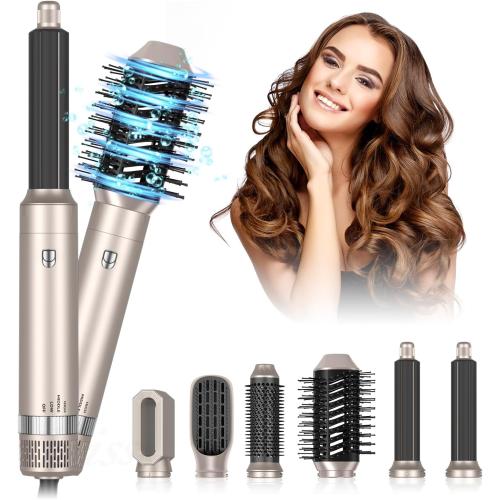 Color Gold 6 in 1 Multifunction Air Styler, Hot Air Brush, Thermal Brush Magic Styler, Hair Dryer, Straightening Brush - Hair Styling Appliances