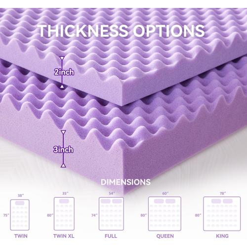 SINWEEK 2 Inch Egg Crate Memory Foam Mattress Topper Twin Size, Soft Mattress Pad for Back Pain Relief, Bed Topper, CertiPUR-US Certified