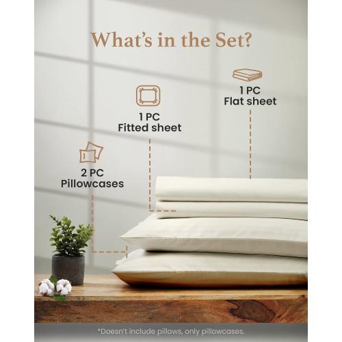 Good Sleep Bedding Cotton Sheets: 100% Long Staple Egyptian Cotton SPLIT KING LIGHTBLUE  BedSheets, 4 Piece Cotton Ivory Sheet Set, Fits Mattress Upto 16 Inches Deep Pocket