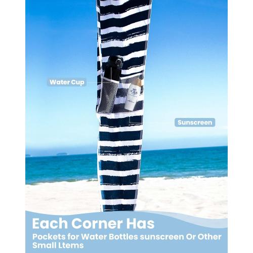 Beach Cabanas for Sand, Portable Beach Canopy with Sandbags for Family | 6' x 6'- 8' x 8'Size, 3-6 Person, Detachable Side Wall, UPF 50 , Wind-Resistant, Storage Pockets, Easy Set Up, Roof Vent