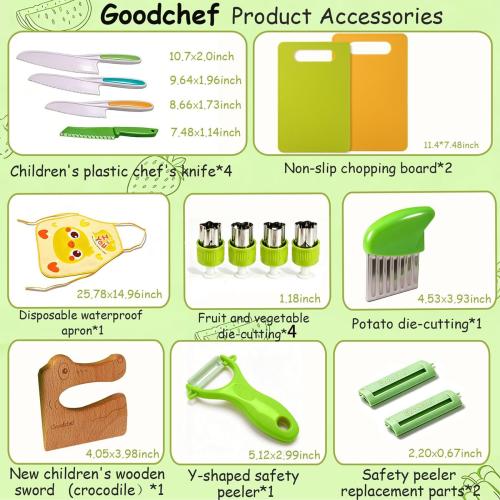 Goodche 16 Pieces Toddler Knife Set- Kids Cooking Sets Real