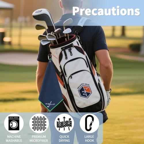 3 Pack Golf Towel(16 X 16), Top-Tier Microfiber Super Absorbent Golf Towels for Golf Bags, Premium Waffle-Pattern Embroidered with Carabiner Clip, Golf Accessories (3 Classic Colours)