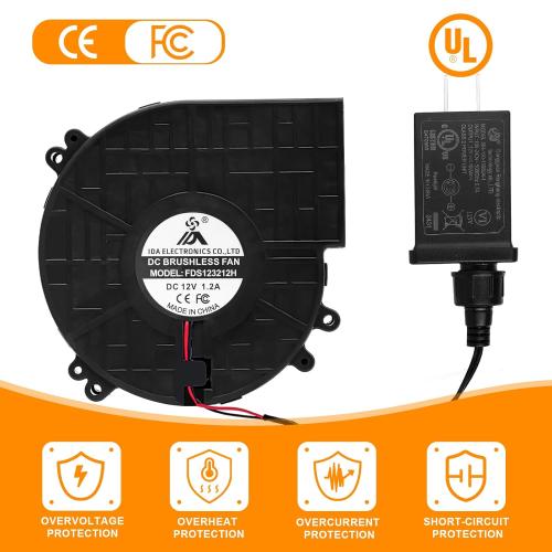 12V 1.2A Inflatable Replacement Motor for 5-9FT Halloween Christmas Inflatables Air Blower Fan with 5 LED Light Fans 1.5A Adapter Outdoor Blow Up Fan Blower Parts for Inflatables Yard Decorations