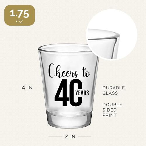 Cheers To 40 years Shot Glasses 12 PCS – 40th Birthday Shot Glasses 1.75oz, 40th Birthday Decorations For Men and Party Favors