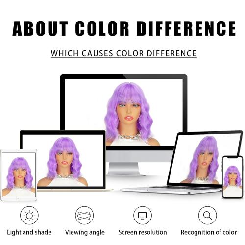 Purple Wig with Bangs, Short Light Purple Wigs for Women