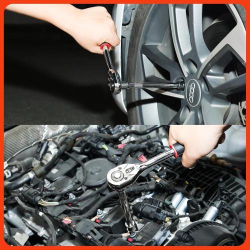 Egofine 20pcs 1/2 Inch Ratchet Socket Wrench Set, Drive Socket Set with 18 Sockets, 8-22mm,24mm,27mm,30mm sockets and 2 Way Quick Released Ratchet Handle and Extension Bar